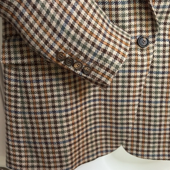 EUC BRUNELLO CUCINELLI beige plaid jacket with eco brass size IT40 US6 - Picture 4 of 12